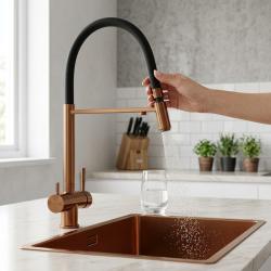 bronze-kitchen-faucet-with-spray-hose